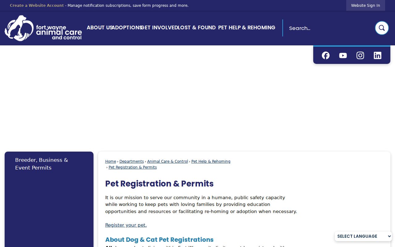 Allen County directory pet registration source