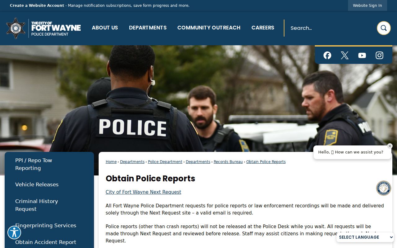 Allen County directory police report route