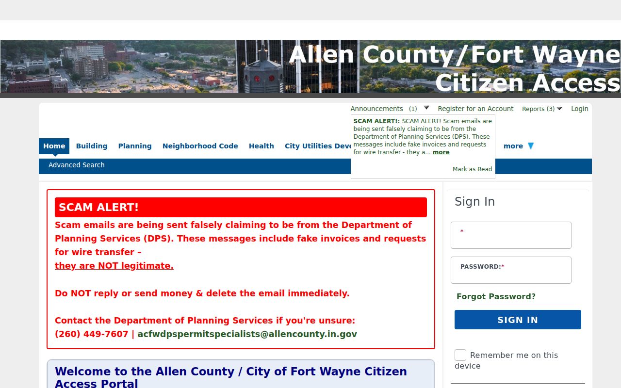 Allen County directory records companion permit search