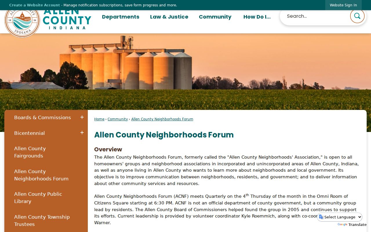 Allen County neighbors countywide neighborhood forum