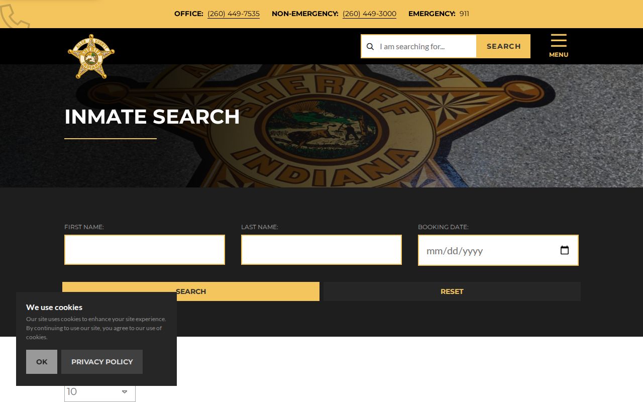 Allen County name lookup Sheriff inmate search