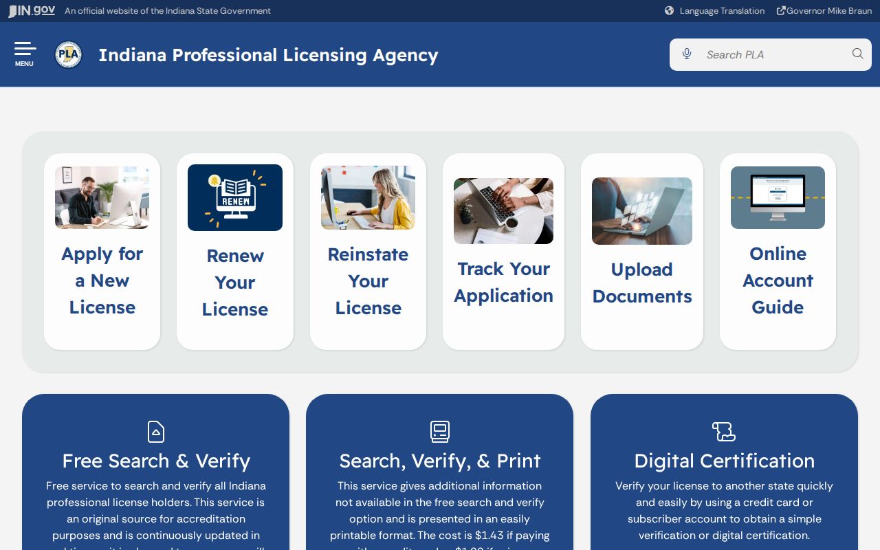 Allen County name lookup professional license search